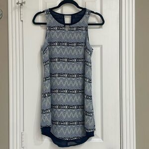 Patterned White and Blue Dress